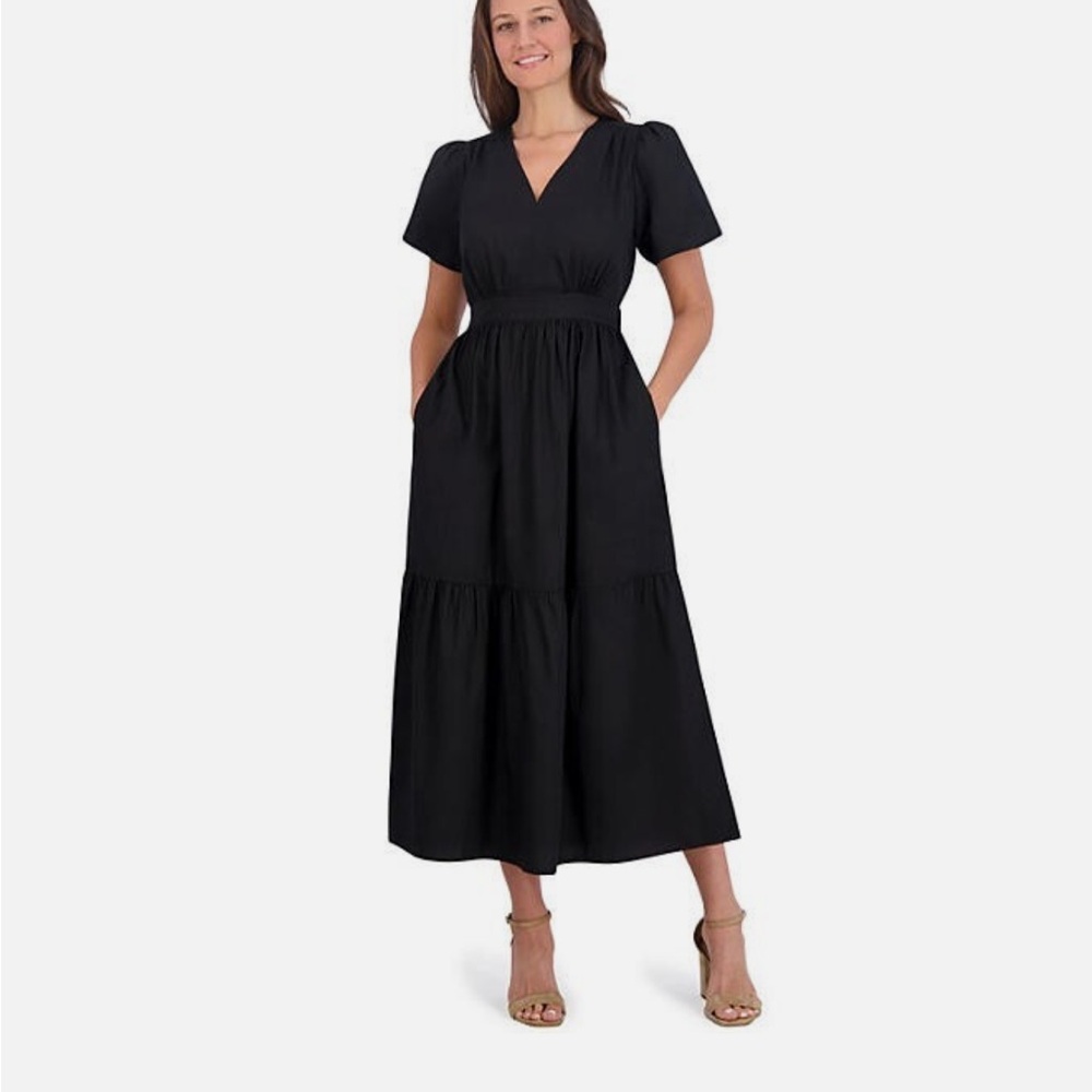 Black short sleeve maxi dress